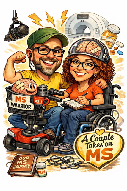 AI-generated portrait of Dan and Jennifer Digmann from A Couple Takes on MS