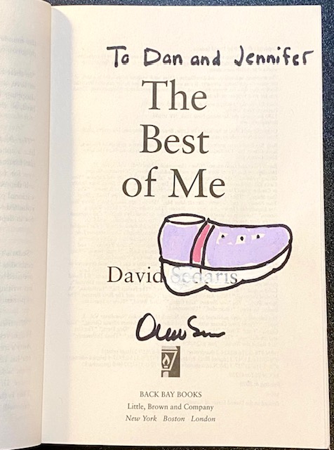 David Sedaris’s signature and colorful drawing inside our copy of The Best of Me